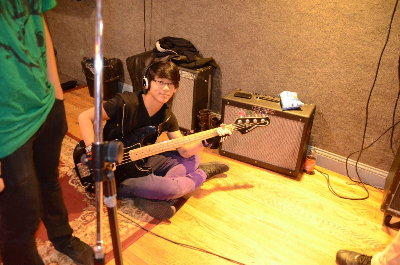 Calvin at band practice in high school